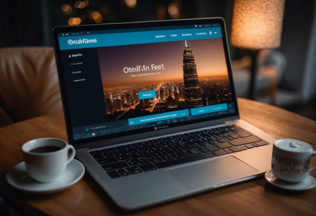 A laptop is displaying a travel website with a cup of coffee for monetization.