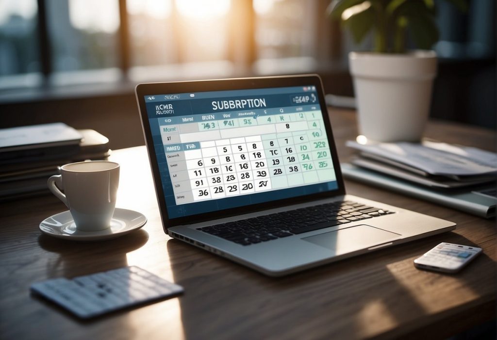 A laptop on a desk with a calendar on it, displaying the Monetization Guide.
