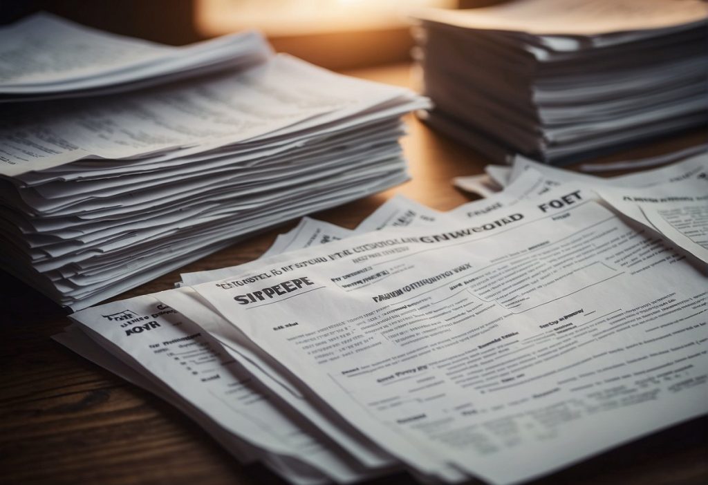 A pile of papers on a wooden table, amidst the controversy.