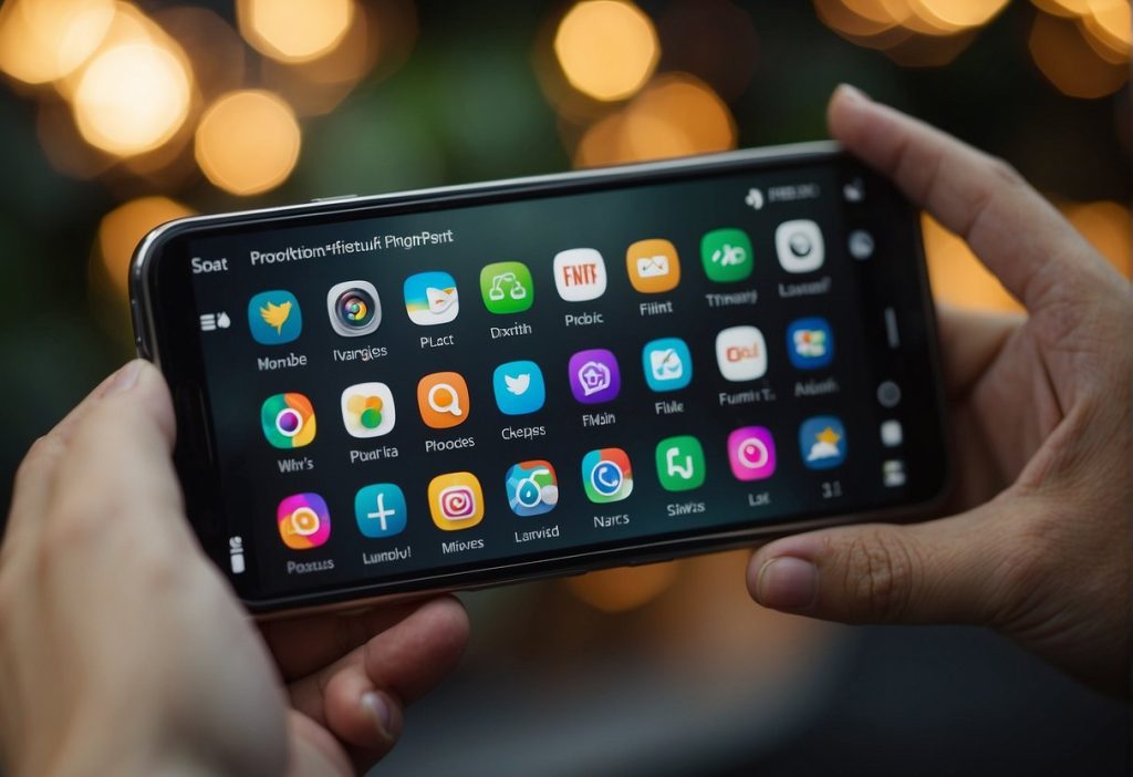 A person showcasing the Samsung Galaxy S10 smartphone on a unique social platform.