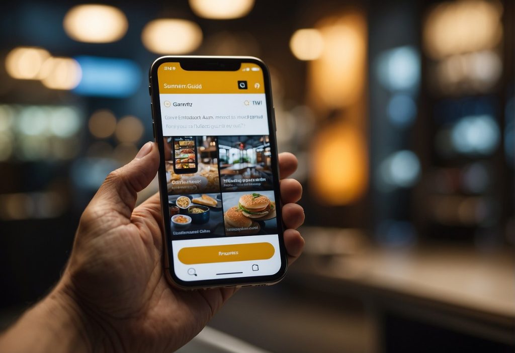 A person holding a phone with the Feetify Review app, providing an honest look at unique restaurants on this social platform.