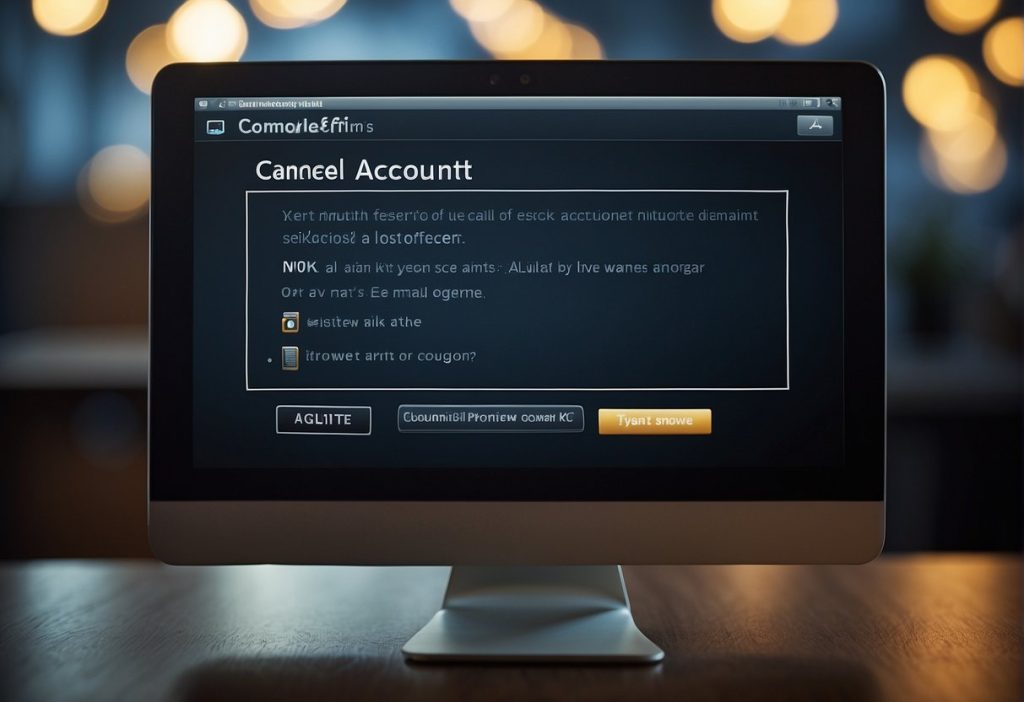 Cancel or deactivation of a computer screen control account.