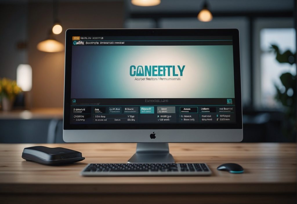 A computer screen displaying the word "gamify" with a cancellation option for deactivating a Feetify account.